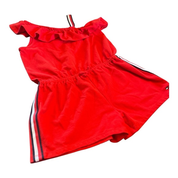 Tommy Hilfiger Red Jumpsuit with Asymmetrical Neckline and Ruffle NWOT - Picture 3 of 5